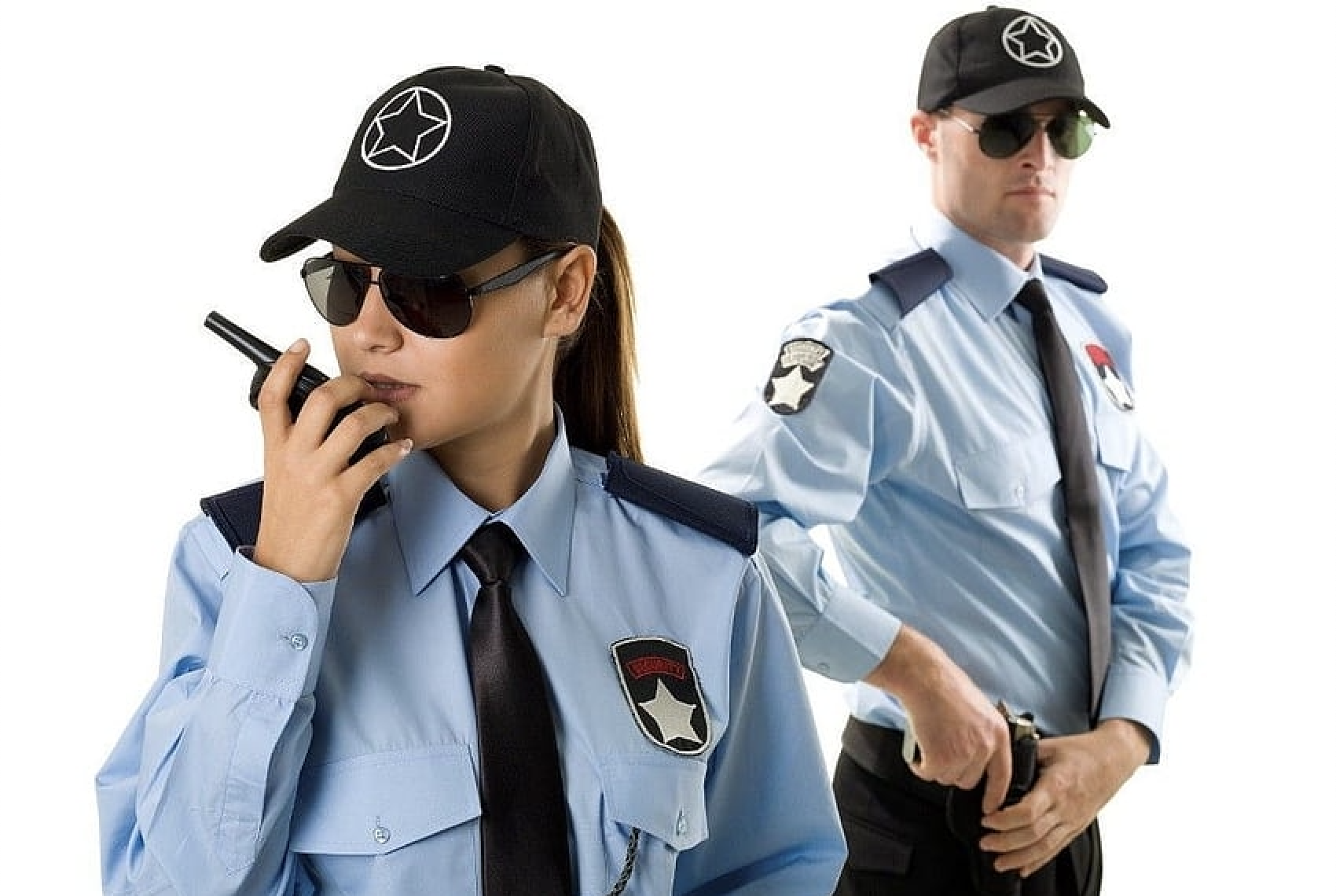 Two uniformed security officers on duty